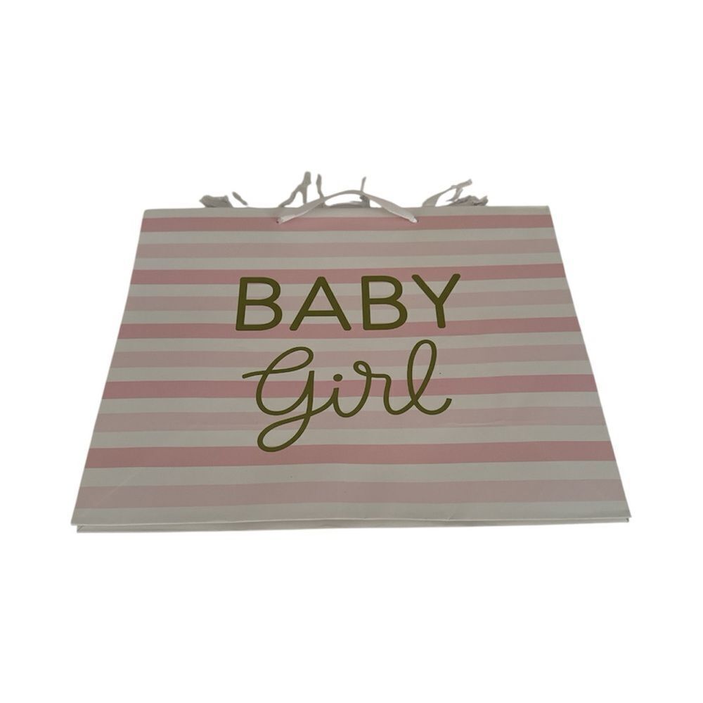 Spritz Baby Girl gift bag Pink and White Striped Bag NWT